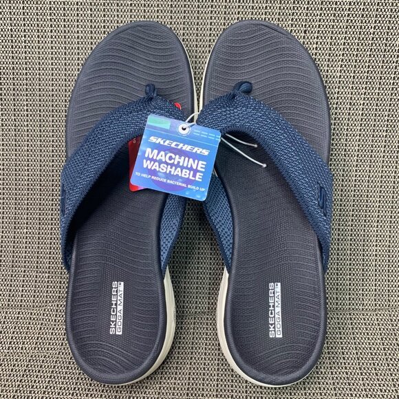 Skechers On-The-Go Womens Size 10 Navy Goga Mat Flip-Flops - Picture 1 of 9